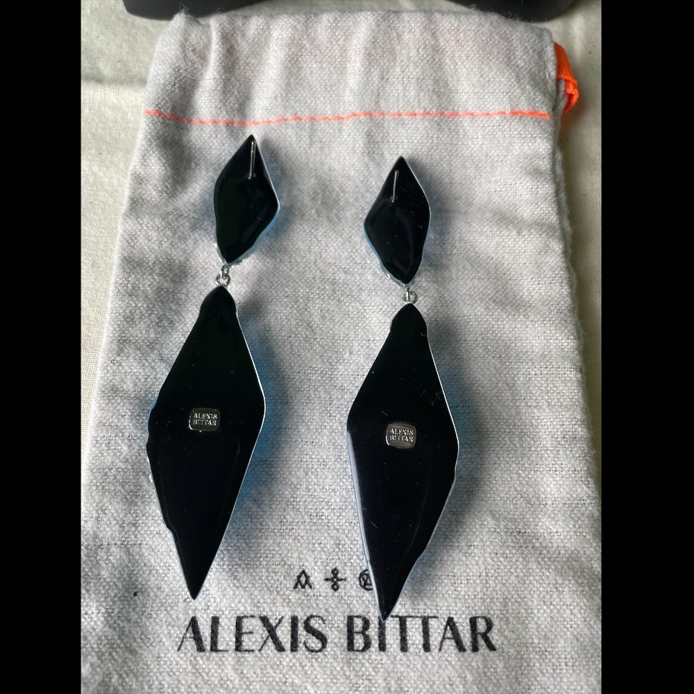 💙 ALEXIS BITTAR 💙 Neon Blue Punk Deco Lucite Crystal Drop Earrings NWT - Picture 8 of 10